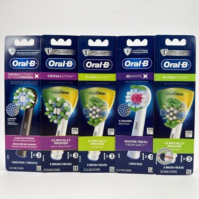 Lot Of 5 Oral-Flossaction X 3D White Replacement Electric Toothbrush Heads New