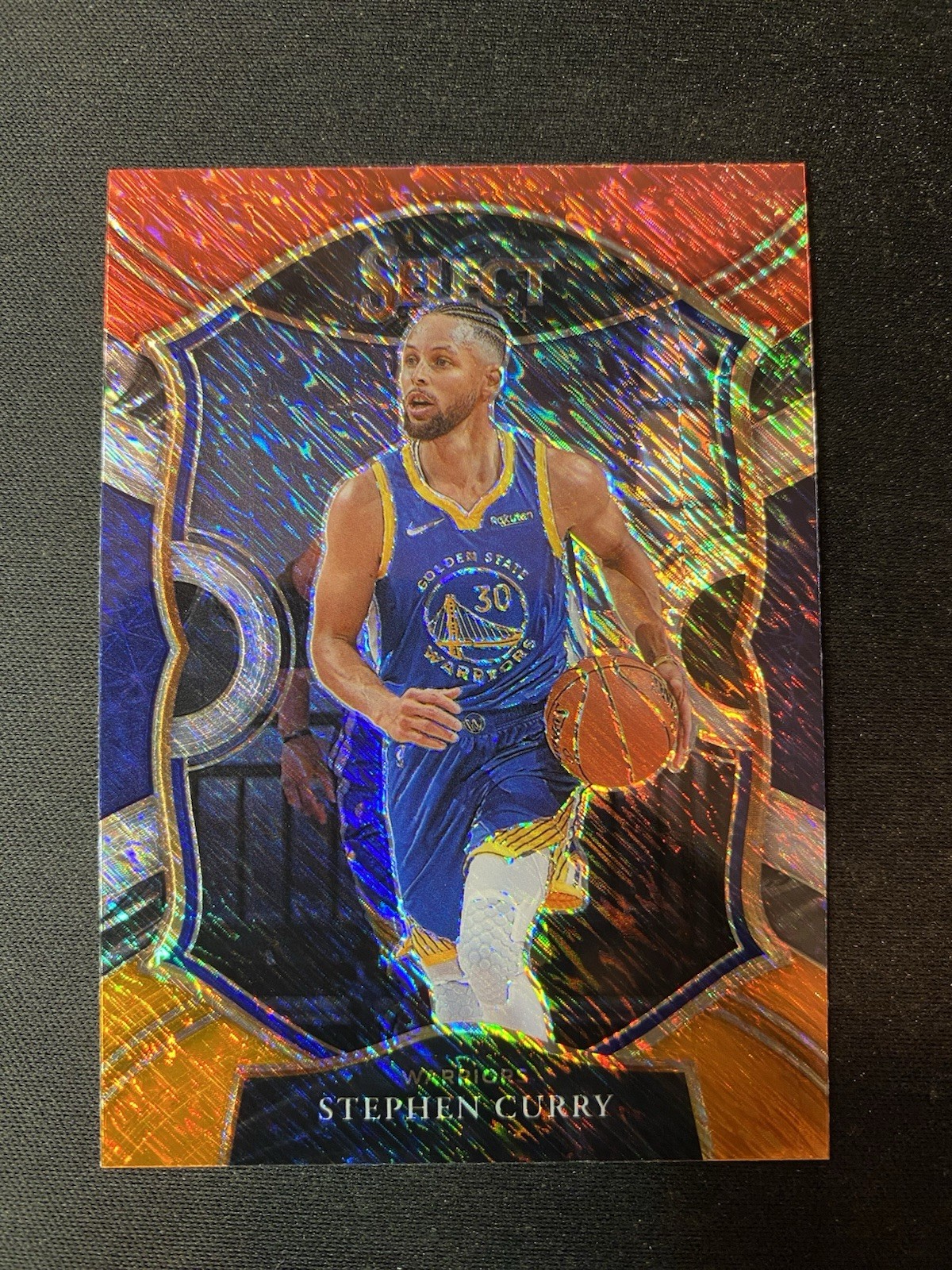 2020-21 Panini Select Stephen Curry Concourse Red White Orange Shimmer Prizm #57