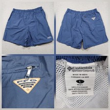 Columbia PFG Mens Large Blue Fishing Shorts Elastic Waist Lined