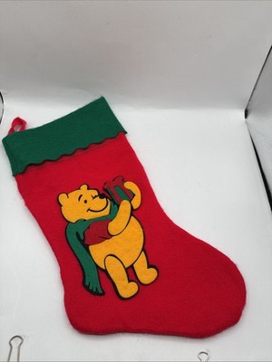 Vintage Disney Winnie The Pooh Christmas Felt Stocking 18'' 1990 s