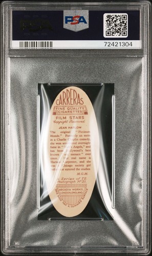 1934 Carreras LTD. Jean Harlow PSA 8 #21 Film Stars Platinum Blonde Hollywood - Bild 2 von 2