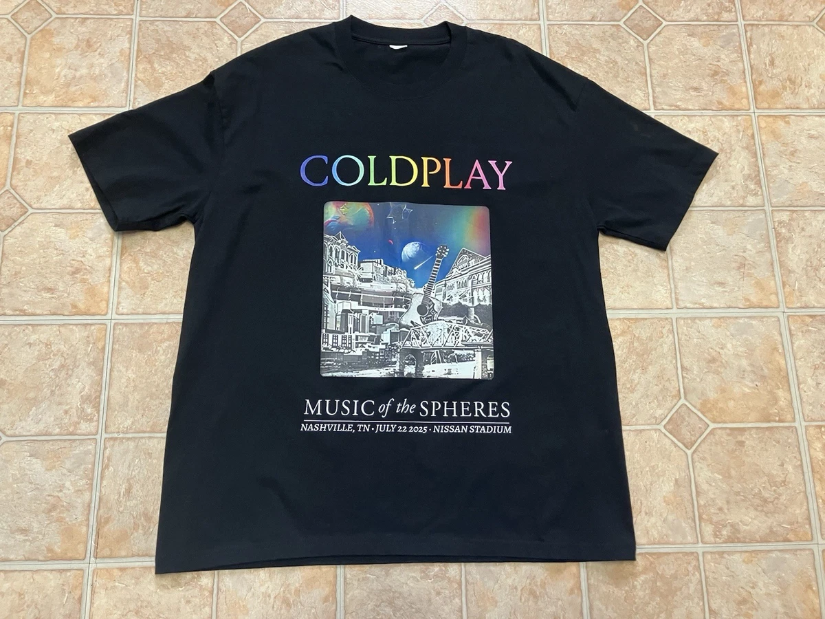 Coldplay Musique Des Sphères 2022 Tour T-Shirt Deux Côtés