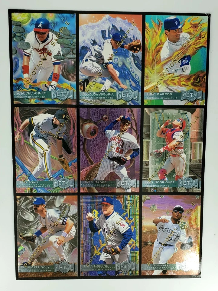 1996 MLB Metal Universe Uncut Card Promotional Sample Sheet - Image 2 of 4