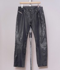 Diesel Leather Jeans Trousers Mens Black Biker Genuine Real Celebrity Rock Grail