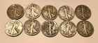 Walking Liberty Half Dollars Lot of 10 50 Cents 50c 90% Silver US Coins