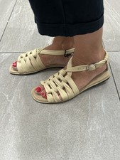 Zara Knotted Leather Summer Trend Brand Casual Flat Sandals Shoes Light yellow