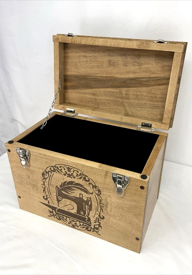 Estuche para máquina de coser artesanal personalizado de madera Singer peso pluma 221 222 Foto 3 de 4