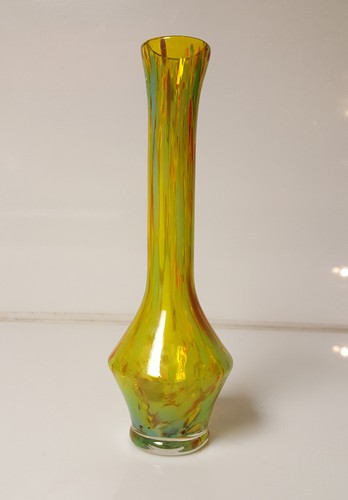 Mundgeblasene Kunstglas Vase grün gelb - mehrfarbig  - Bild 1 von 7