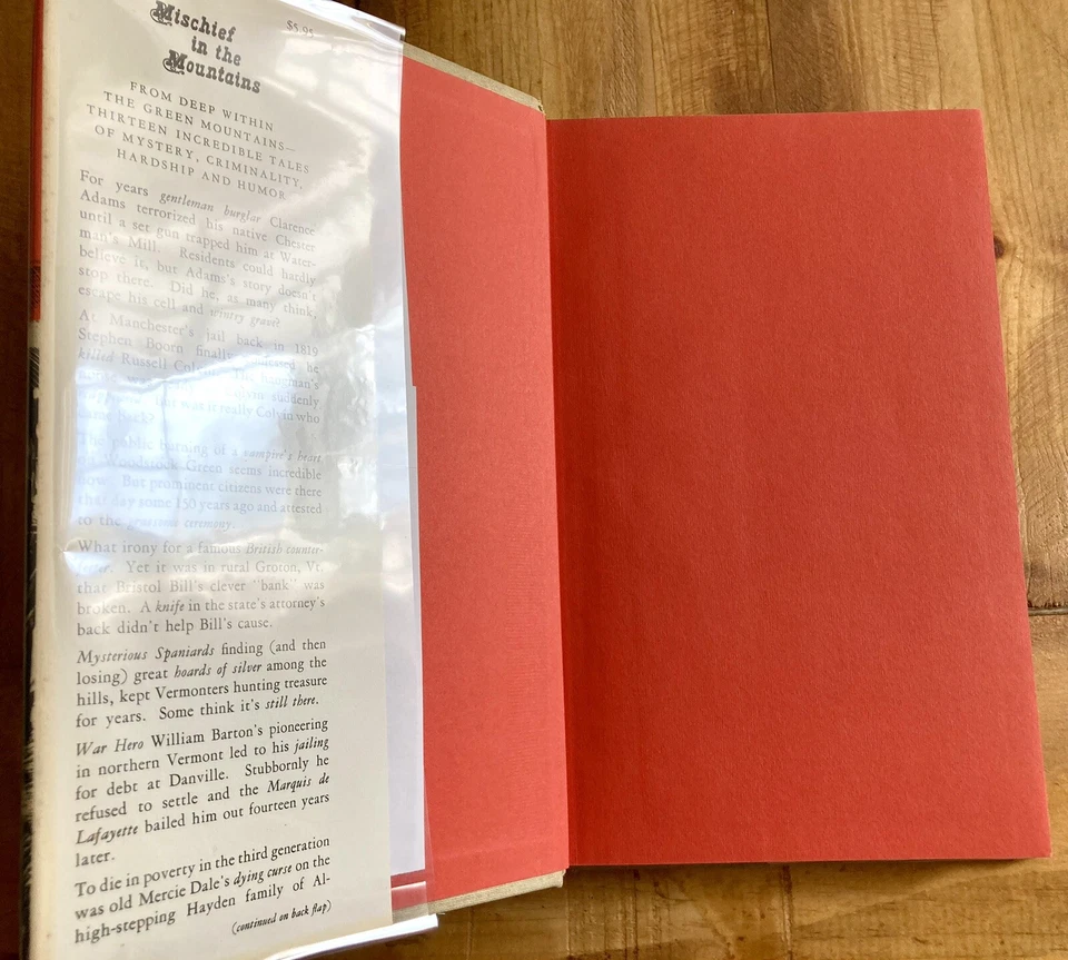 MISCHIEF IN THE MOUNTAINS: STRANGE TALES OF VERMONT 1971 HC/DJ NEW ENGLAND VG Foto 2 de 4