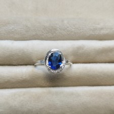 Designer blue sapphire ring  CZ ring  925 Sterling silver sapphire ring C6920