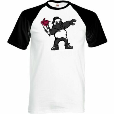 Herren lustig Banksy Parodie T-Shirt Panda Blume Granate Top Street Art Graffiti
