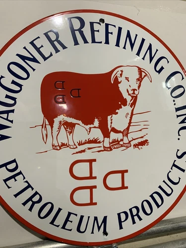 Vintage Style Waggoner Petroleum products Gas Oil Porcelain Sign