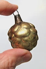 Vintage Glass Tiny Embossed BERRY PINECONE Gold Feather Tree Christmas Ornament