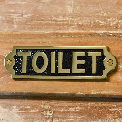 Plakette Schild ''Toilette'' massiv Messing