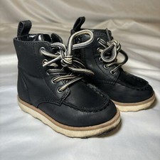 Toddler Boys' Greyson Boots Black - Cat  Jack Size 5 Kids Zip Up Boots Faux Tie