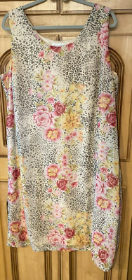 White Stag Womens Leopard & Floral Sleeveless Dress Size 22 New
