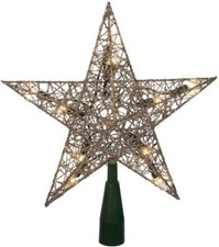 Kurt S. Adler UL0131S 10 Light Silver Wire Star Christmas Tree Topper 9"