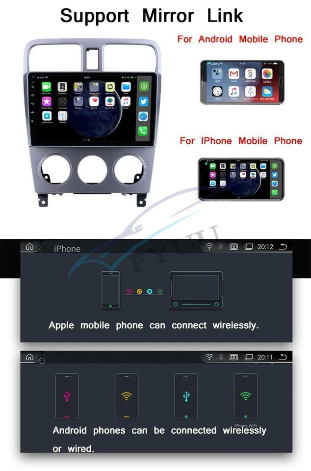 Radio Coche 9" Android 10.0 Navegación GPS WiFi 1+16GB Para Subaru Forester 2002-08 Foto 4 de 4