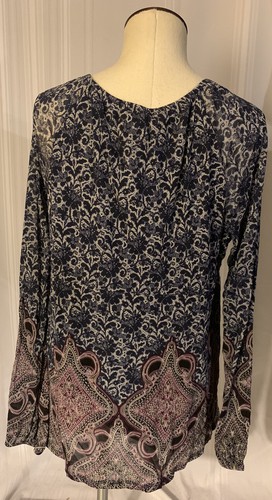 Lizwear Women Tunic Top Blouse Plus Size XXL Lined Blue Paisley Mesh - Picture 4 of 7