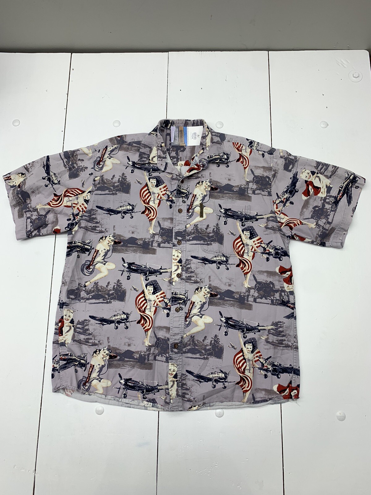 North River Vintage Mens Grey Short Sleeve Button Up Size XL eBay