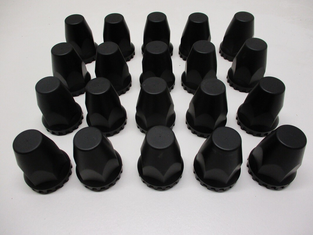 20 Black Plastic 33mm Thread-On Wheel Lug Nut Covers 2 3/4 Inch Caps