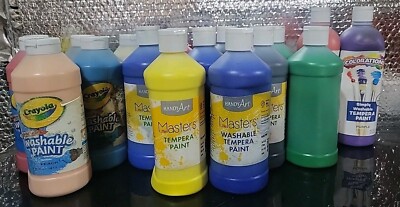 17Pc Set Lot Handy Art Little Masters Crayola Washable Tempera Paint Colorations