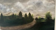Original 24''x36'' Signed, Fine Art Acrylic Moody Landscape Painting On Canvas