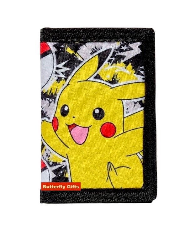Pokemon Pikachu Wallet Tri Fold with Note, Coin & Card Sections