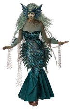 Dark Sea Siren Gothic Mermaid Scary Woman Fancy Dress Up Halloween Adult Costume