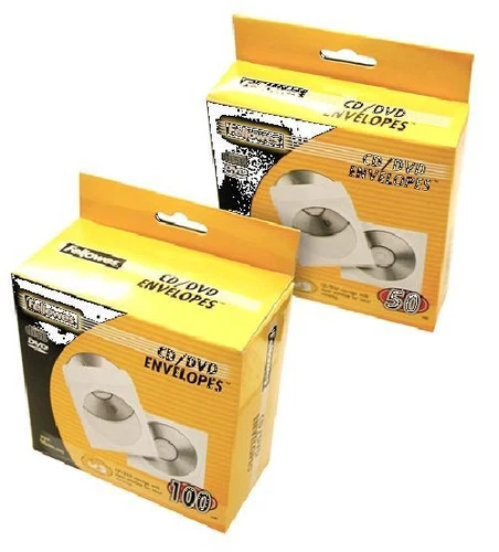 Fellowes 90690 custodia CD/DVD Custodia a tasca 1 dischi Trasparente, Bianco 50 