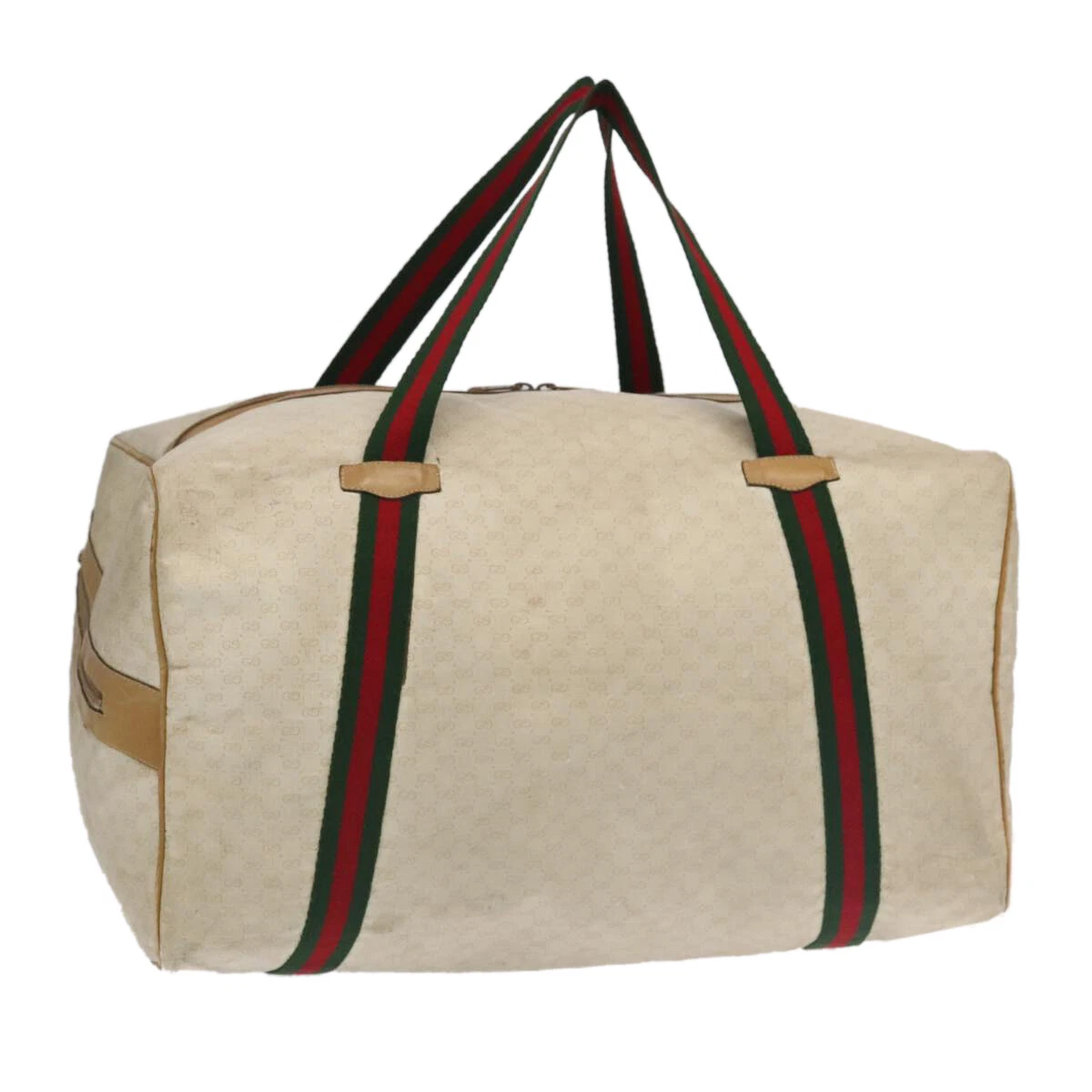 Sac GUCCI Micro GG Supreme Web Sherry Line Boston blanc marron authentique th5351