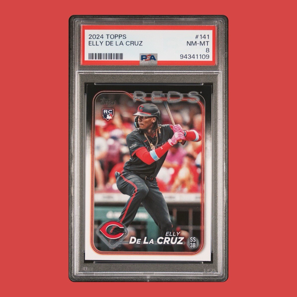 2024 TOPPS CHROME #44 ELLY DE LA CRUZ RC PSA 8 NM-MT CINCINNATI REDS