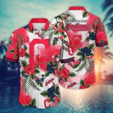 Cleveland Baseball Team Indians Hawaiian Shirt Button Down Unisex Adults S-5XL