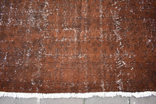 Turkish Brown Rug 66'' x 107'' Vintage Anatolian Over Dyed Rug Painted Area Rug - Picture 14 of 15