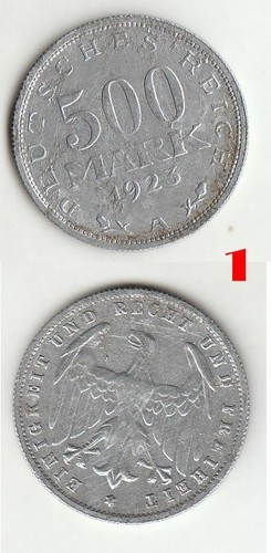 Münzen ECHT SILBER Deutsches Reich 3 Mark + 200 Mark + 500 Mark Alu 1923 1922 - Bild 4 von 5