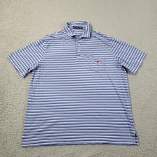 Polo Ralph Lauren Polo Mens XL Blue Striped Cotton Short Sleeve Shirt Pocket