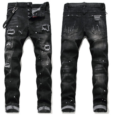 Retrò DSQ2 Uomo Pantaloni in Denim Lavato Dsquared2 Jeans Slim Fit 1046#  Nero | eBay