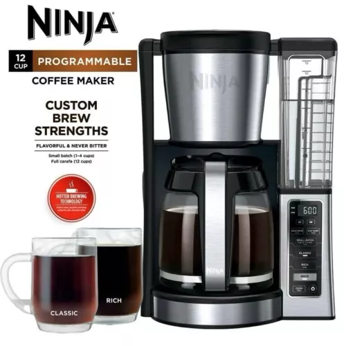 Ninja 12-Cup Stainless Steel Coffee Maker, Glass Carafe, CE250