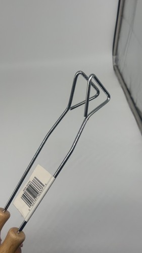 BROWN WOODEN BBQ GRILL SCISSOR HEAVY DUTY TONGS - Picture 2 of 6