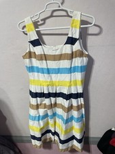 NINE WEST womens 16 sleeveless jumper dress cotton spandex blend striped pockets