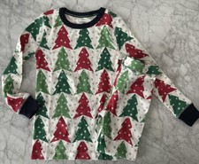 crewcuts kids long sleeve pajama set in winter trees, size 4, ivory multi, NWT