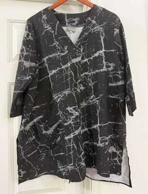 NICHE by Nilgun Derman Women's Gray Artsy Lagenlook Shirt Top Tunic sz. Large
