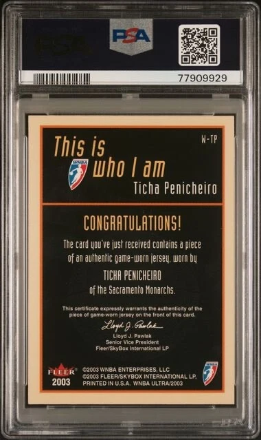 2003 Ultra WNBA Who I am GAME WORN Ticha Penicheiro PSA 9 Sacramento Monarchs - Image 2 of 2