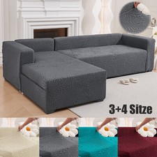 Stretch Jacquard Sofabezug Ecksofa L-förmiger Modularer Sofabezug 3+4 Sitzer DE