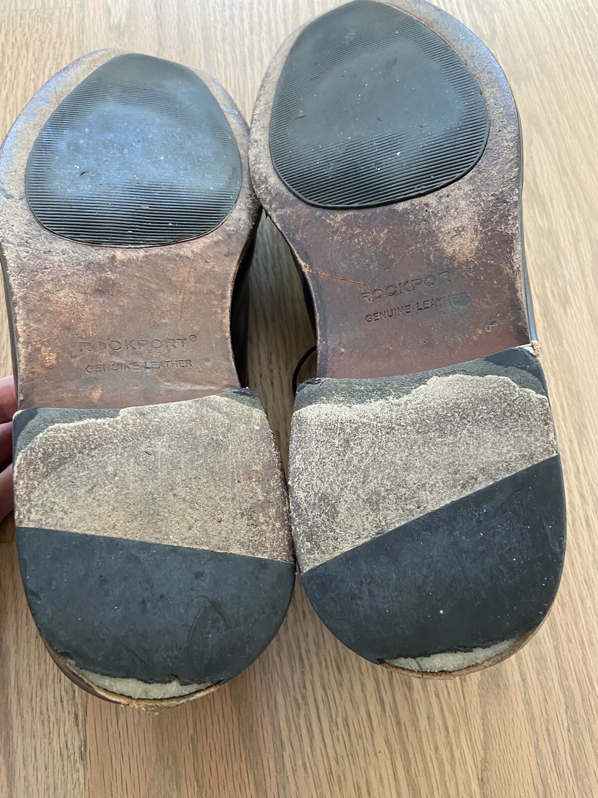 SAOLA ROCKPORT scarpe eleganti grembiule punta Oxford pelle nera uomo taglia 12 usate