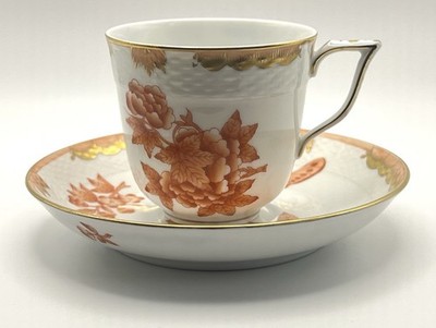 Herend Hungary Queen Victoria Fortuna Rust Cup & Saucer