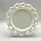 Vintage Anchor Hocking Scalloped Colony Lace Edge Milk Glass Old Salad Plate 8"