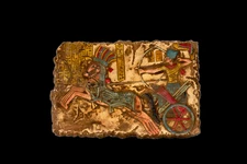 RARE ANCIENT EGYPTIAN WALL Plaque Stela Ramses Ii Battle of Kadesh War Chariot