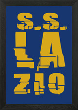 Quadro stampa su tela poster arte da parete con cornice dorata S.S. Lazio