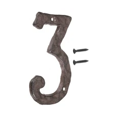 House Numbers and Letters, 6 Inch Cast Iron Address Number(Number 3, Brown)